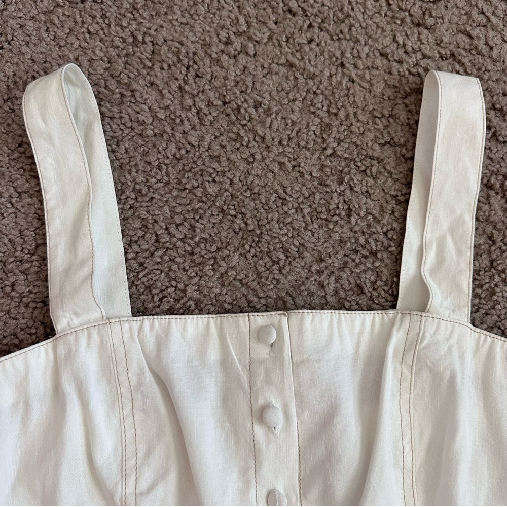 Theory Womens 4 Kayleigh Linen Blend White Button Front Mini Dress - Picture 8 of 16